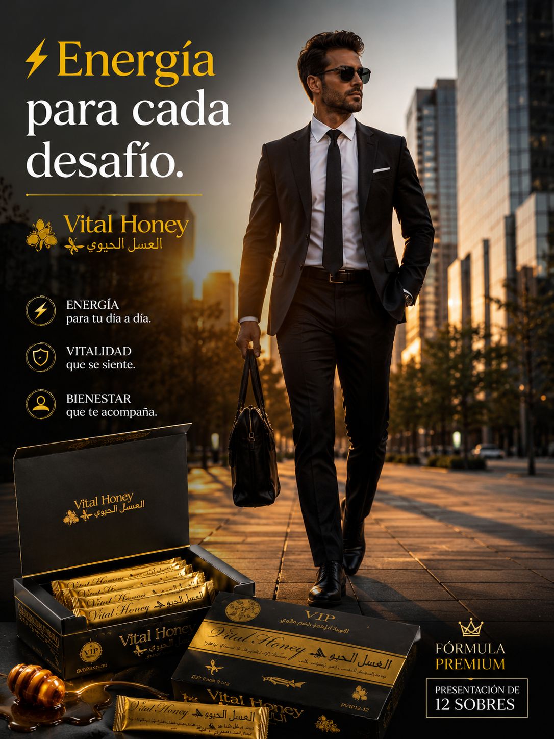🍯🌑VITAL HONEY VIP. CAJA DE 12 SOBRES🌑🍯