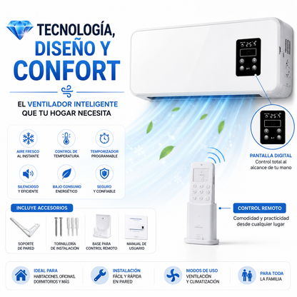 ❄️💙 MINI VENTILADOR DE AIRE INTELIGENTE DE PARED💙 ❄️
